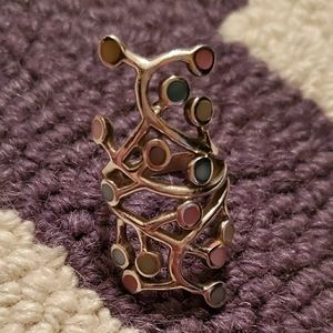 Sterling silver ring with colored stones